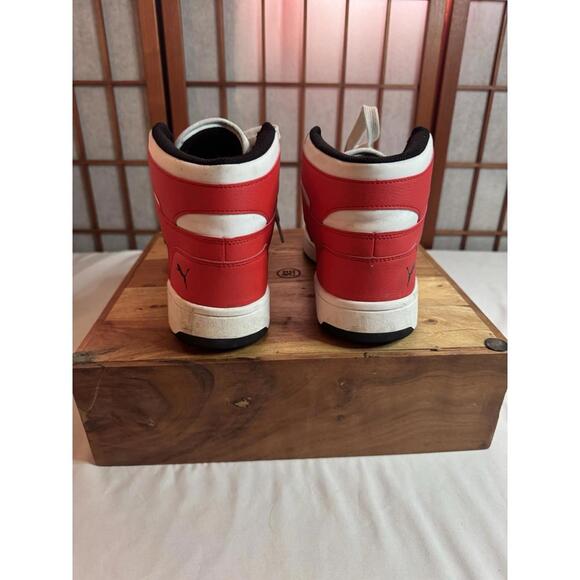 Puma High-Top Sneakers in White, Red, and Black - Picture 3 of 9